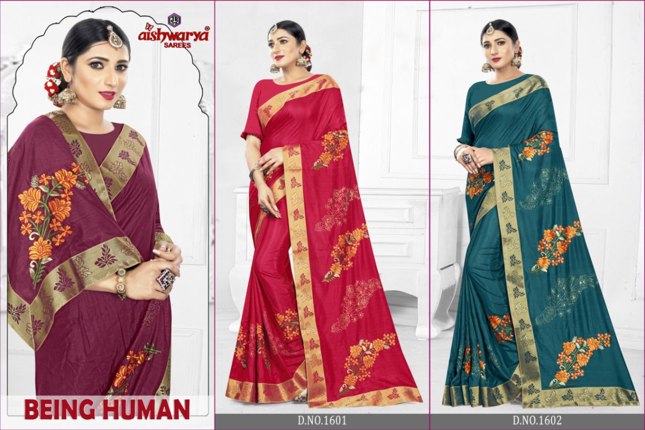 AISHWARYA  BEING HUMAN Latest Fancy Designer Festive Wear Dola With Fancy Lace And Printed Saree Collection